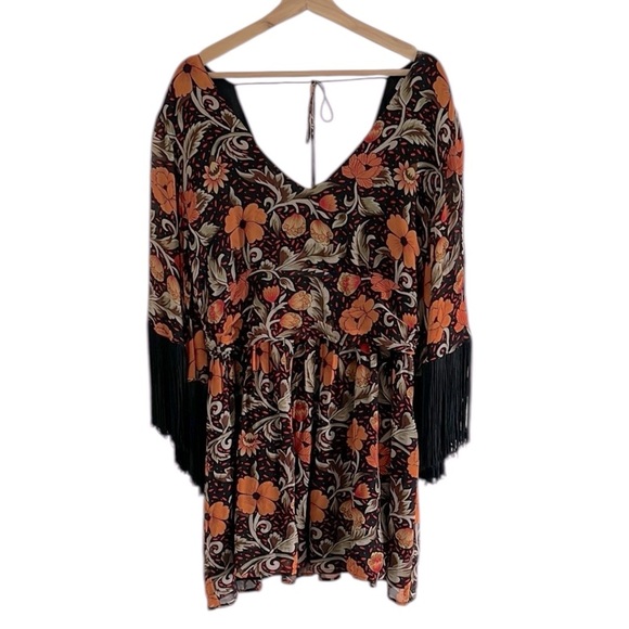 Anthropologie Verb by Pallavi Singhee Fringe Mini Dress Women’s Large Whimsygoth - Picture 5 of 11